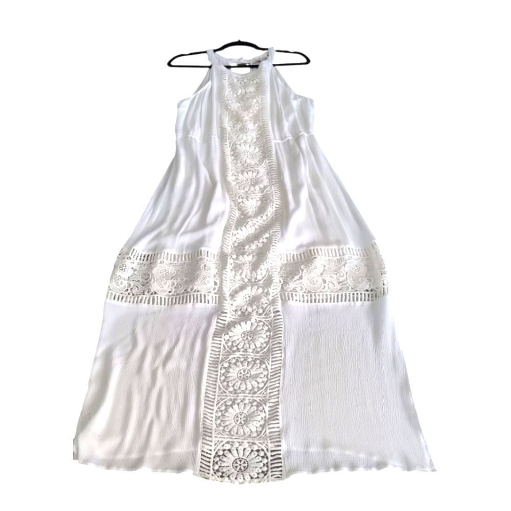 Skies Are Blue White Lace Detail Maxi Dress Size XL